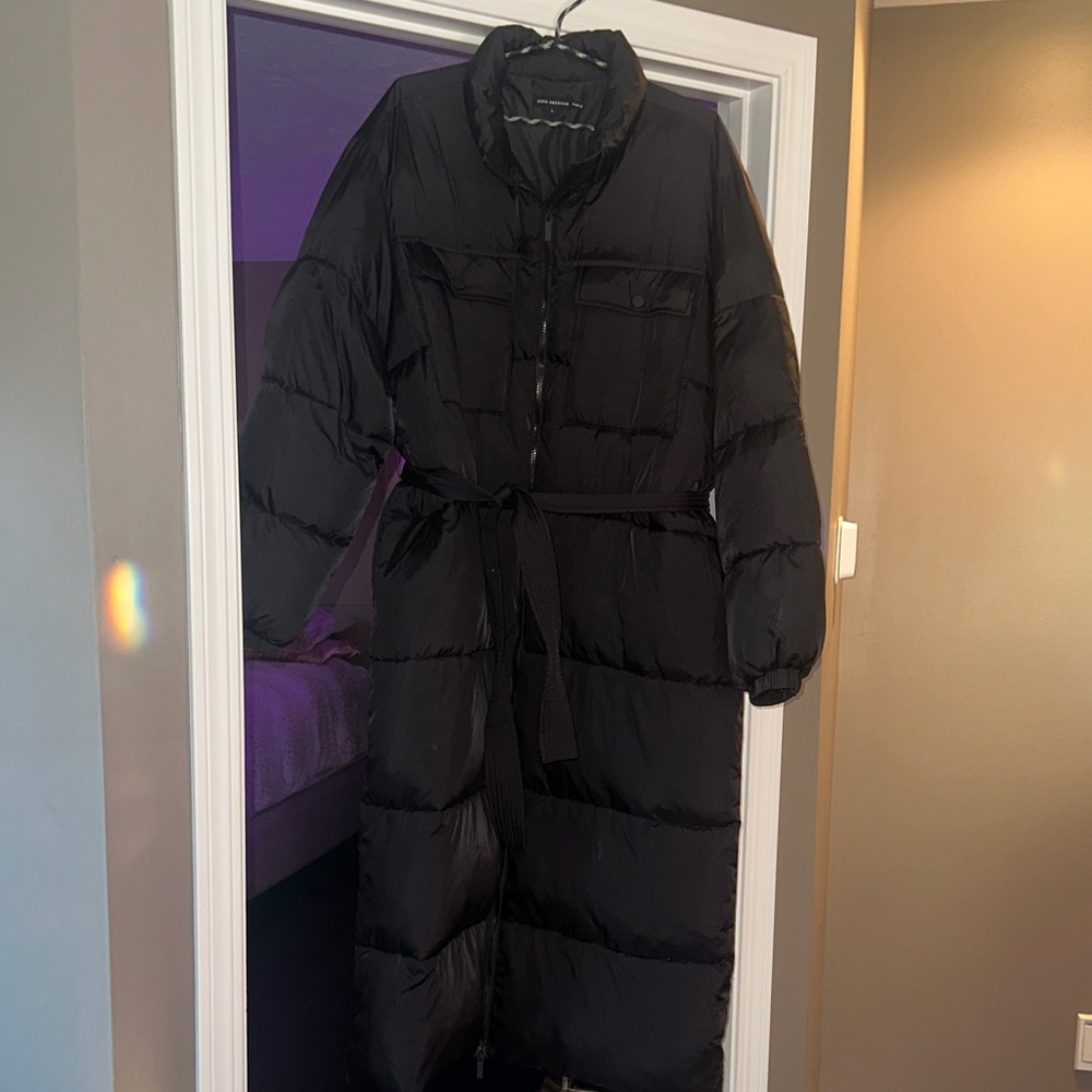 Good American Long Black Puffer Jacket